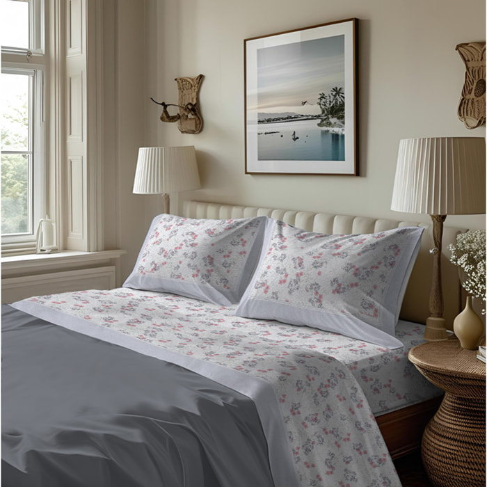 Completo letto in flanella petra grigio flanella 100% cotone