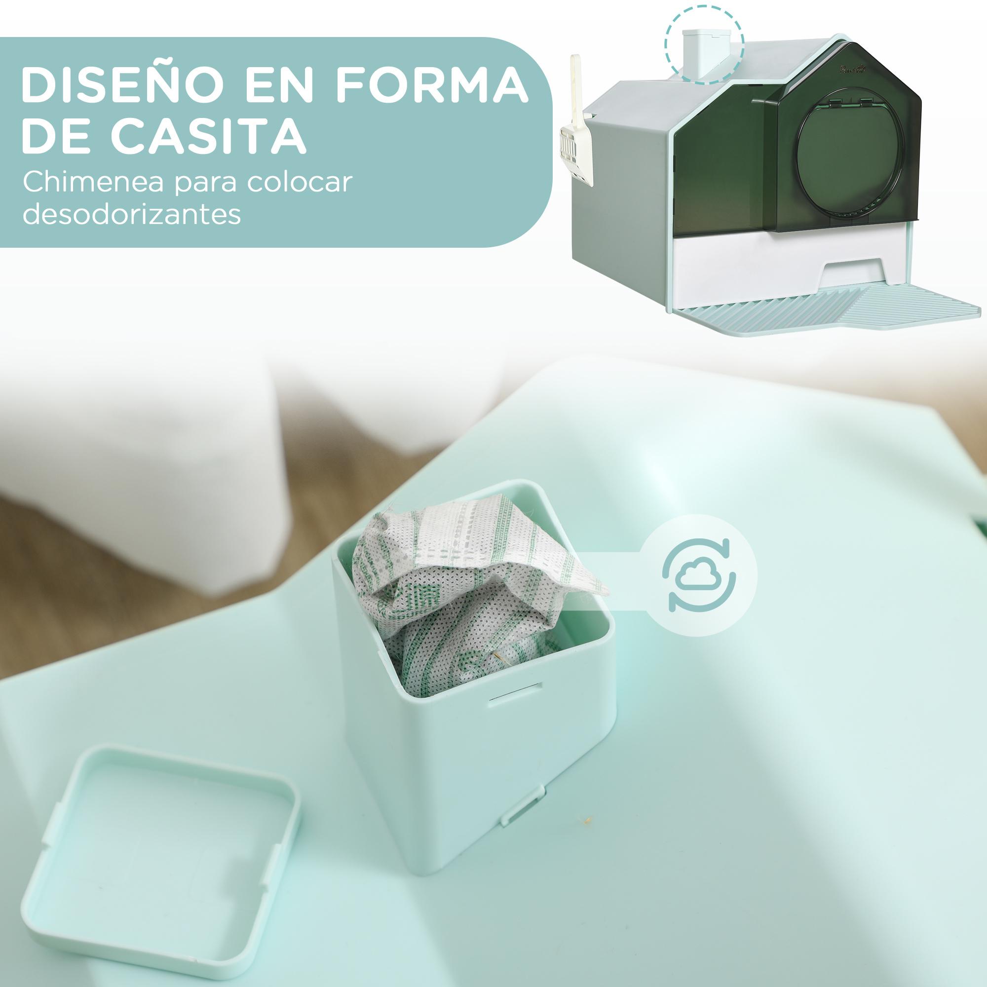 Arenero Cubierto para Gatos Caja de Arena Cerrada para Gatos con Bandeja Extraíble Pala Pedal Exterior y Filtro Desodorizante 47x45x42 cm Azul