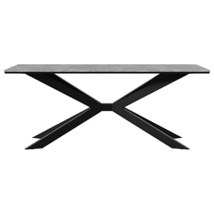 Casey - table à manger - plateau effet béton - pieds en métal - 4 à 8 personnes - Gris / Noir