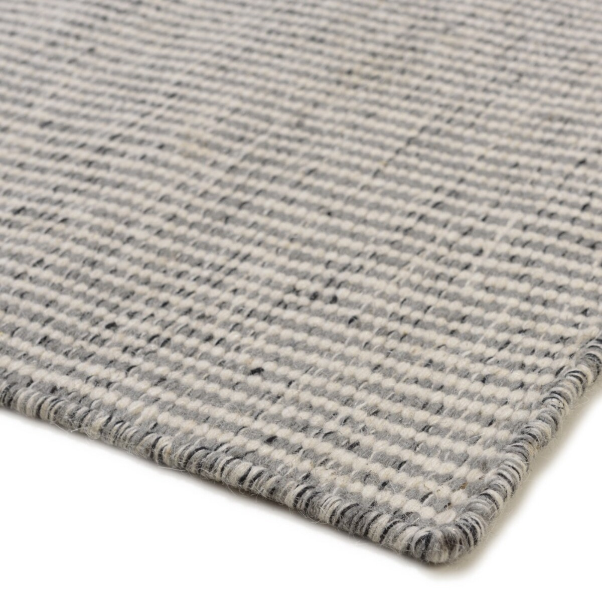 QUENTIN - Tapis rect 160x230cm en laine tissée couleur blanc/gris chiné