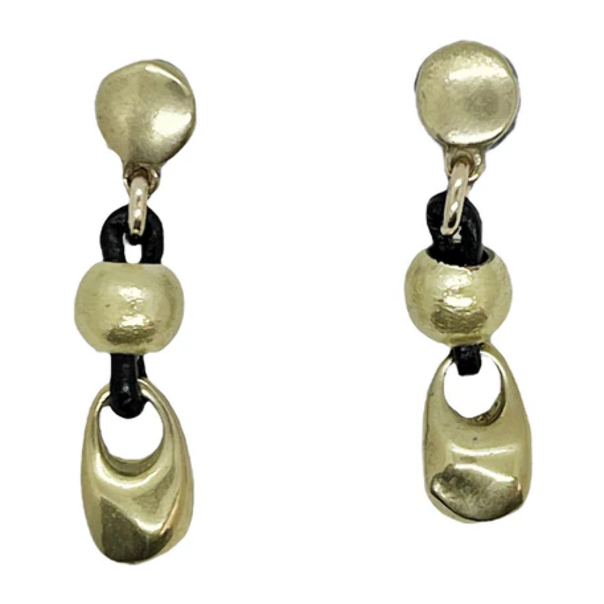 Pendiente cuero y dorado B2 marrón