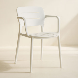 Lot de 4 fauteuils de table blanc extérieur en polypropylène SUNSET