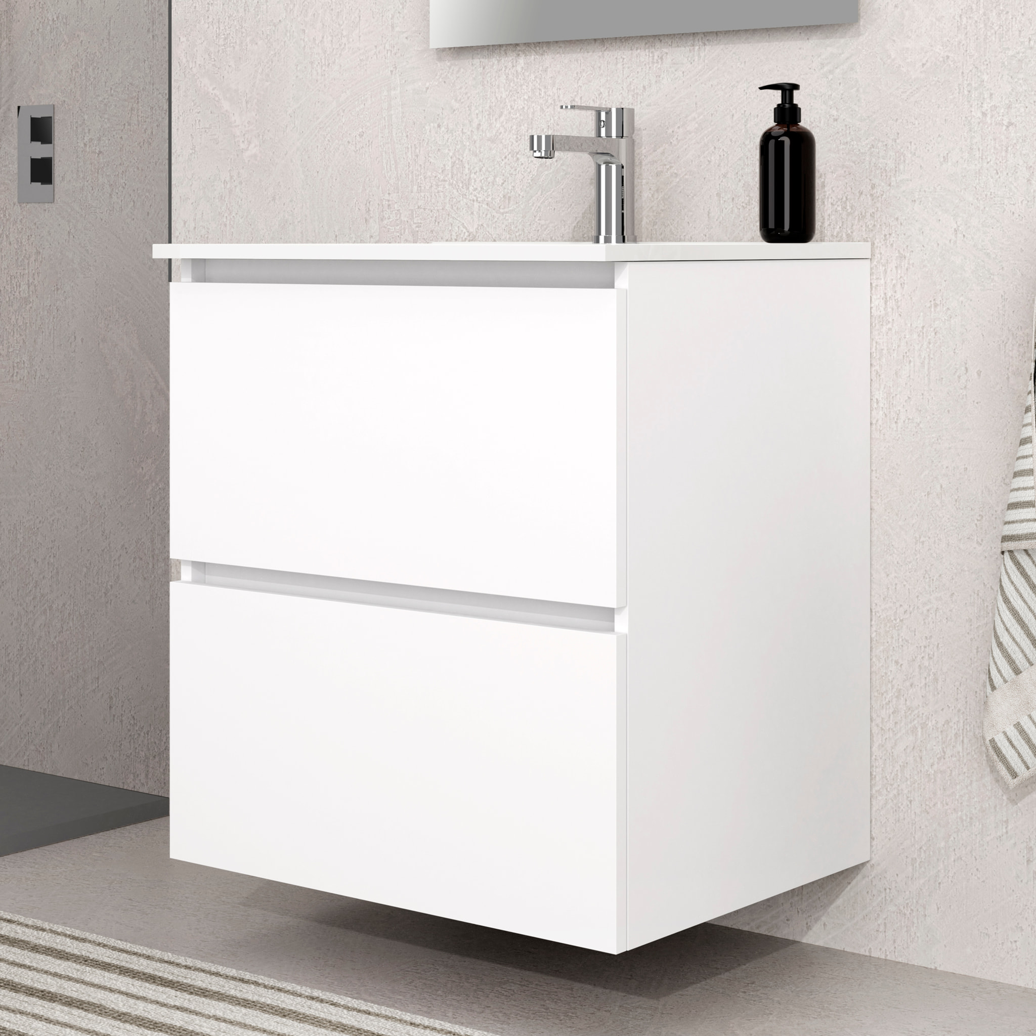 Conjunto mueble de baño SEA Alday, 60cm, Blanco Mate