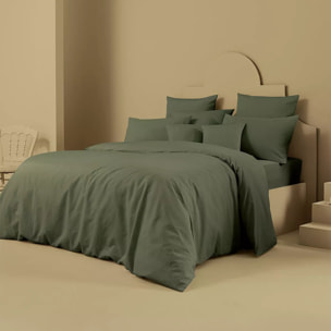 Housse de couette lin & coton 160 g/m² uni vert Le metis francais kaki