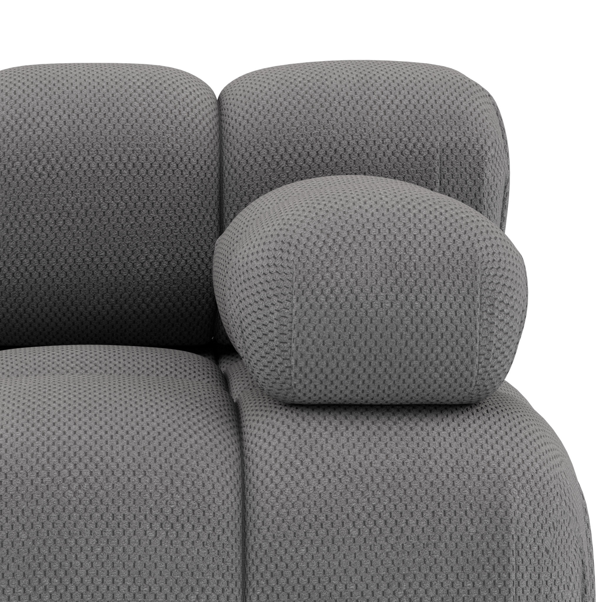 Ruby - module d'assise droit en velours texturé - Gris