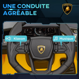 Voiture électrique enfant licence Lamborghini Revuelto télécommande effets sonores lumineux jaune