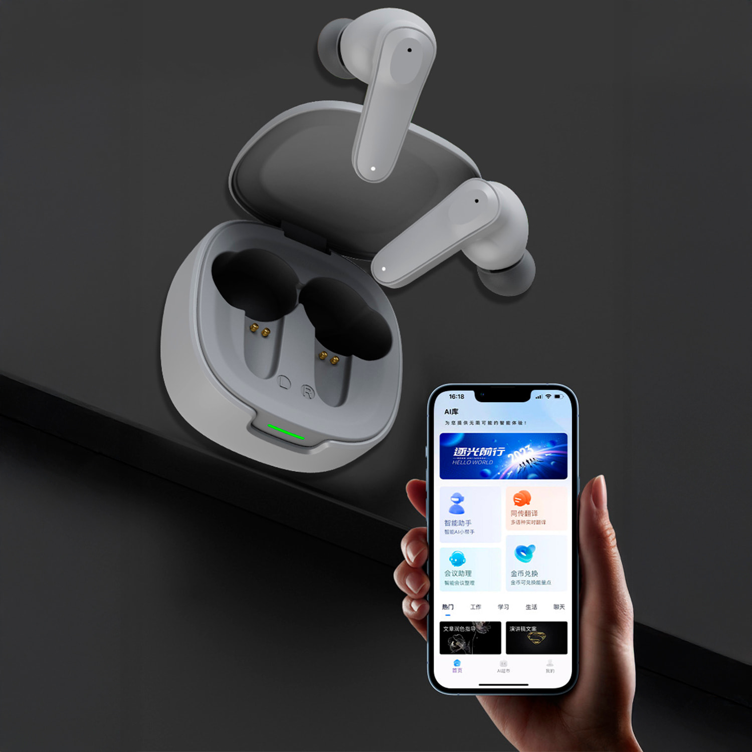 A98 Auriculares Bluetooth AI con traductor, grabación asistida por app.
