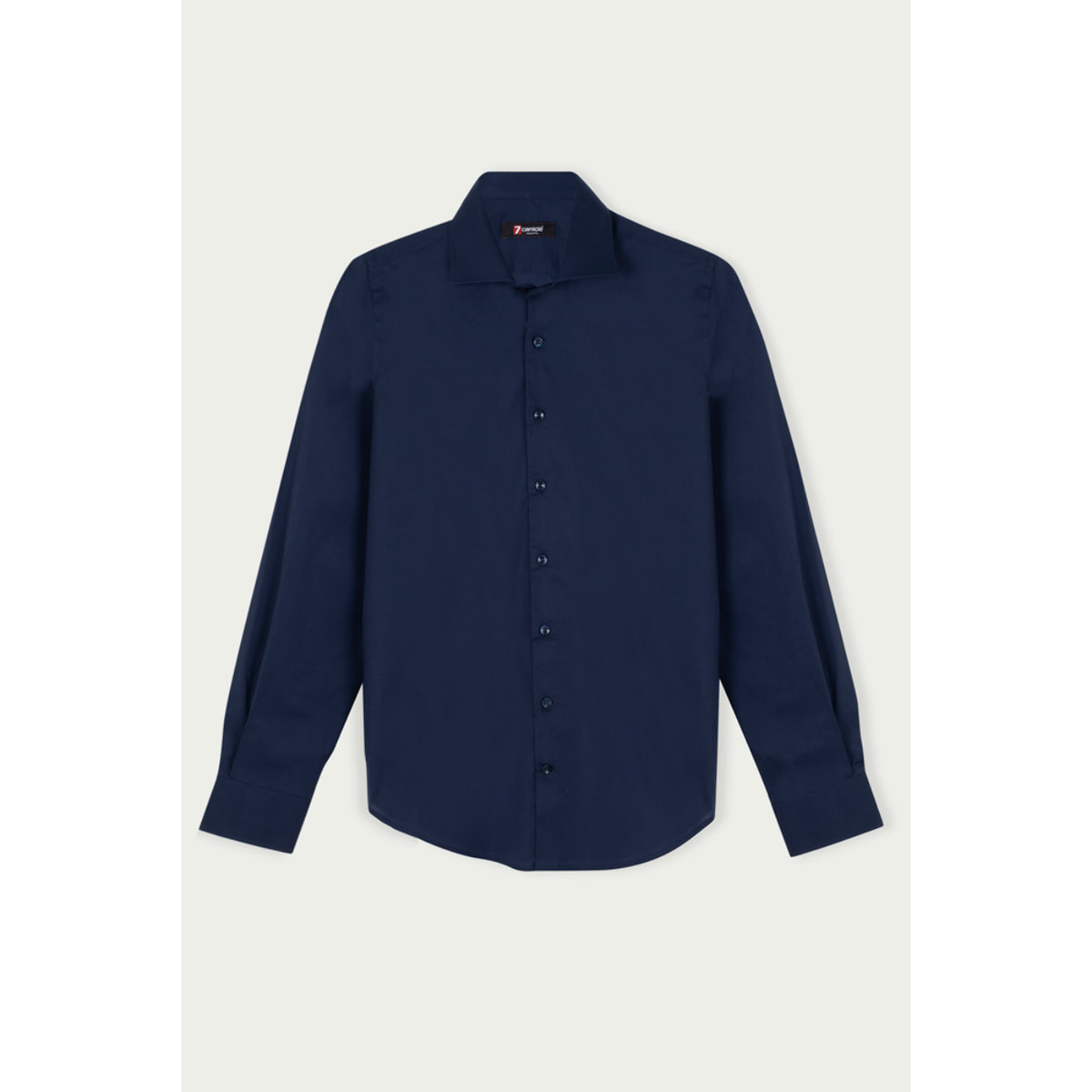 Camicia Uomo 1 Bottone Francese Slim Popeline Stretch Unito Blu