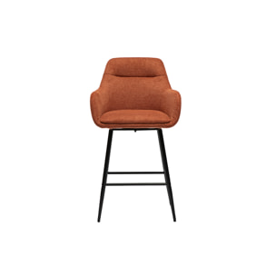 Tabourets de bar pivotants 360° en tissu effet velours texturé terre brûlée et métal H65.5 cm (lot de 2) ALESS