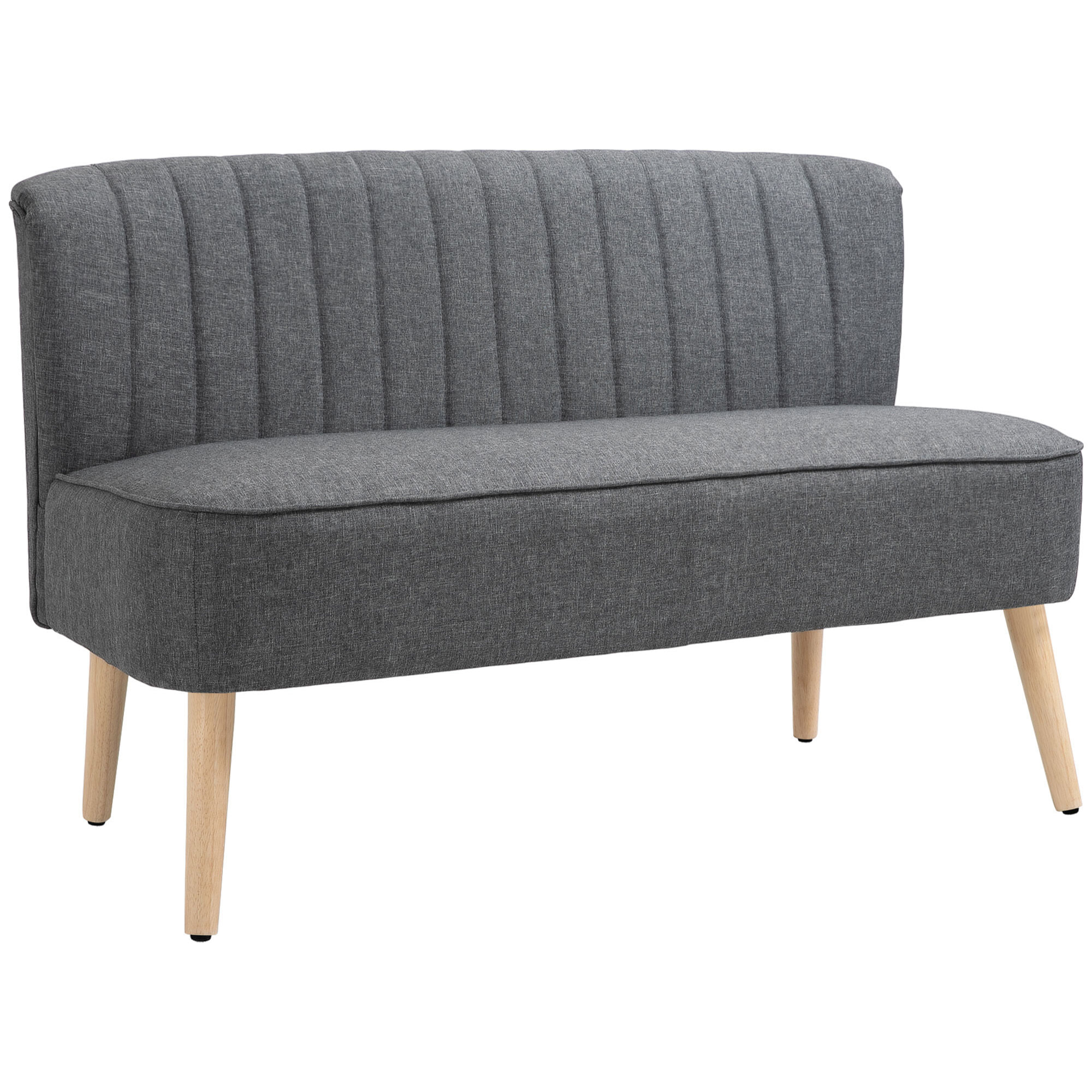 Canapé 2 places style scandinave piètement bois hévéa tissu gris