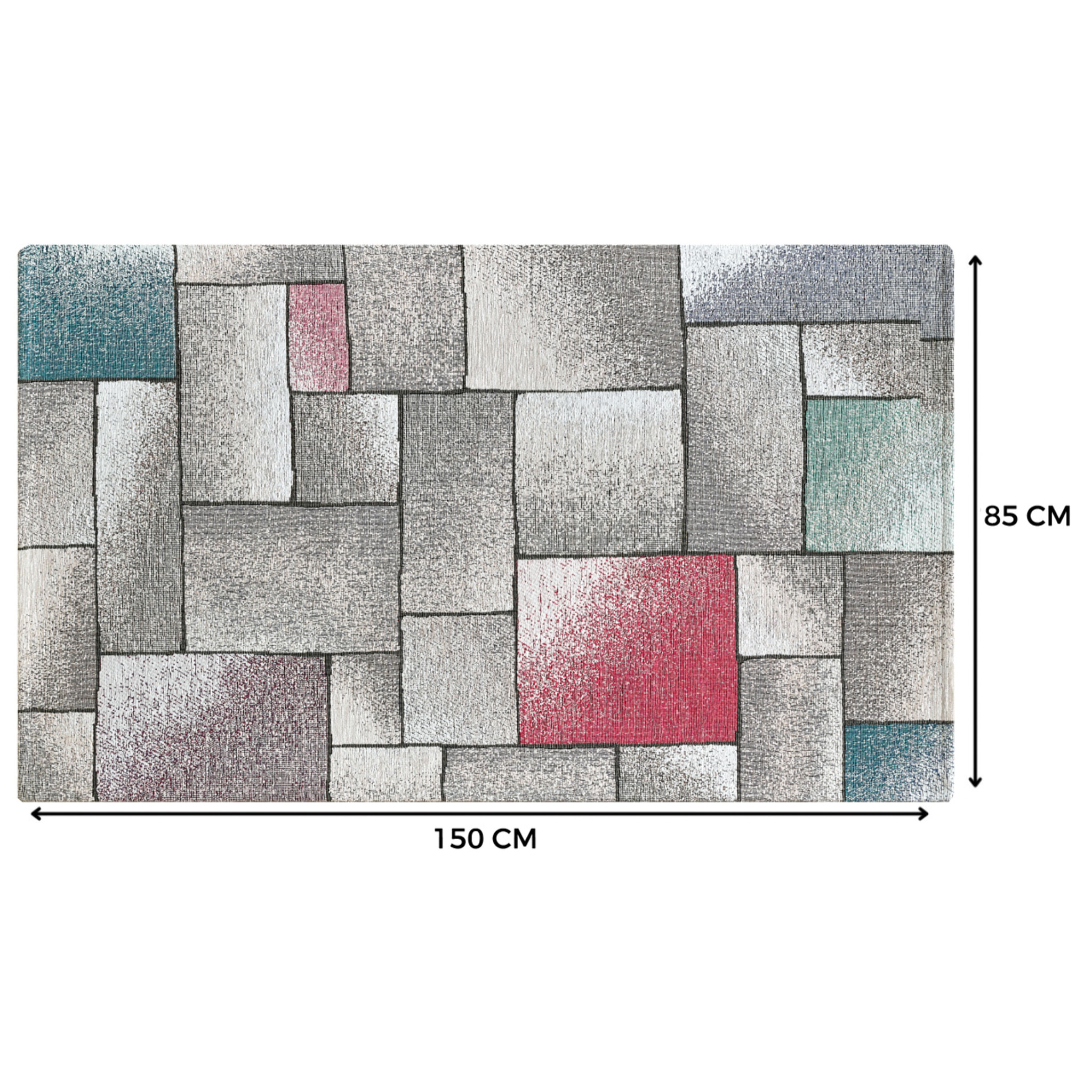 Tappeto Jacquard Ideale Salotto Camera Ingresso Made In Italy Antiscivolo, Lavabile, Morbido Disegno Tetrix Multicolor By Suardi