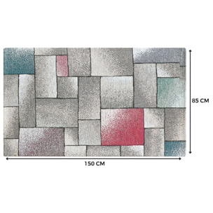 Tappeto Jacquard Ideale Salotto Camera Ingresso Made In Italy Antiscivolo, Lavabile, Morbido Disegno Tetrix Multicolor By Suardi