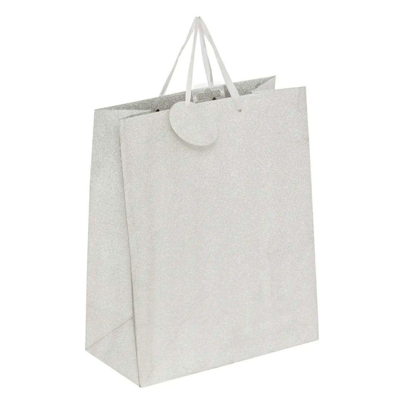 Sac cadeau paillettes taille moyenne argent