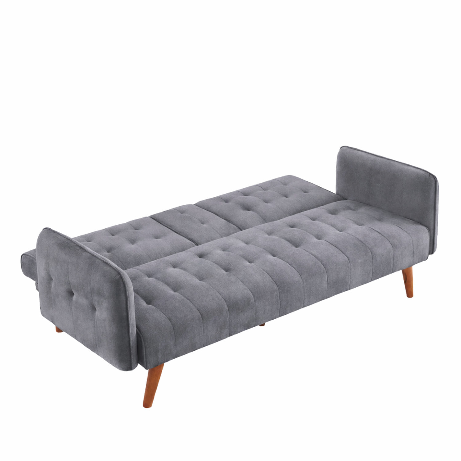 PERTH - Canapé 3 places convertible avec tablette centrale rabattable gris