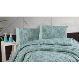 Housse de couette + taie(s) oreiller "Effect mint" 100% coton imprimé.
