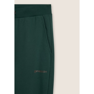 Pantaloni regular in felpa garzata con fondo in costina