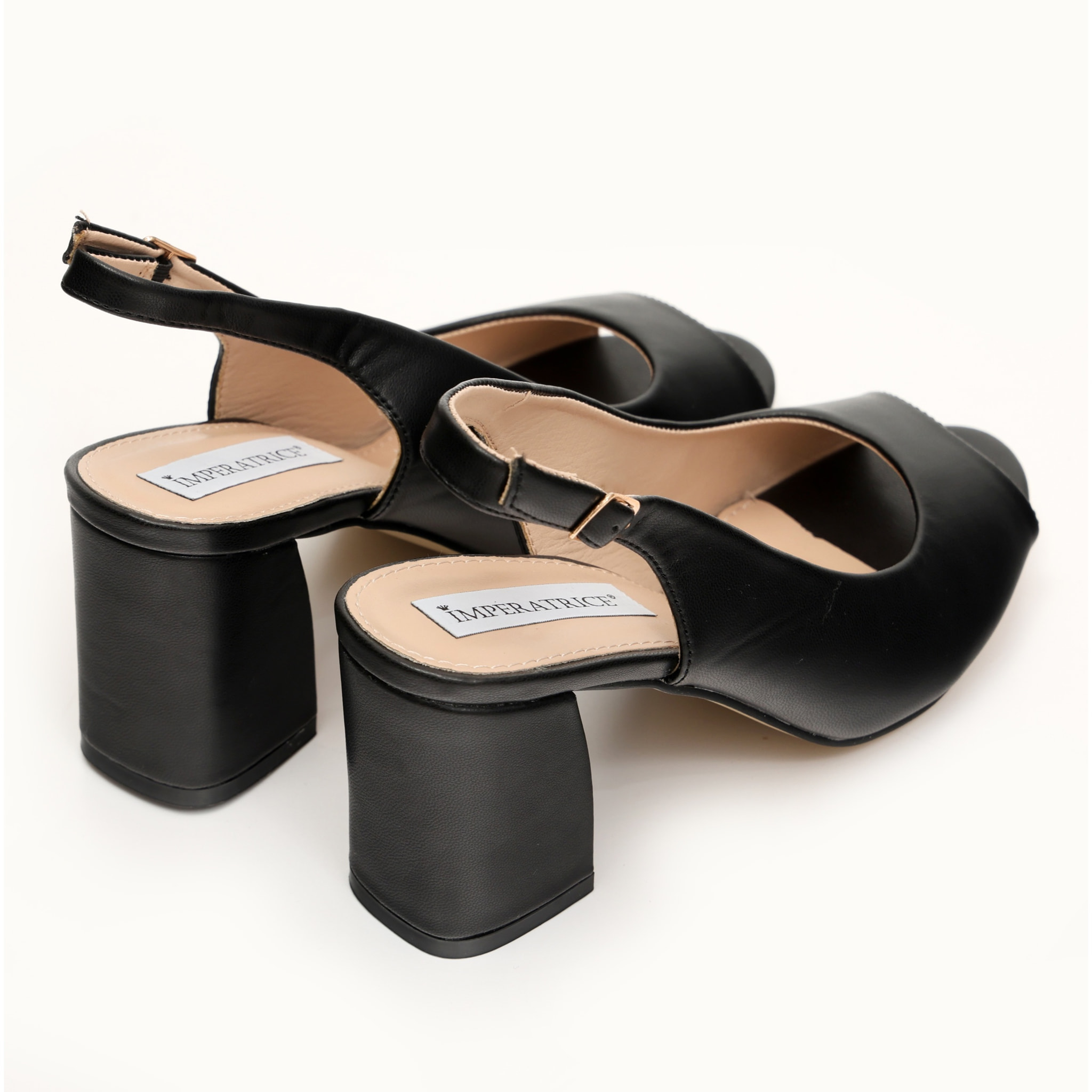 Sandali in simil pelle con tacco comodo quadrato