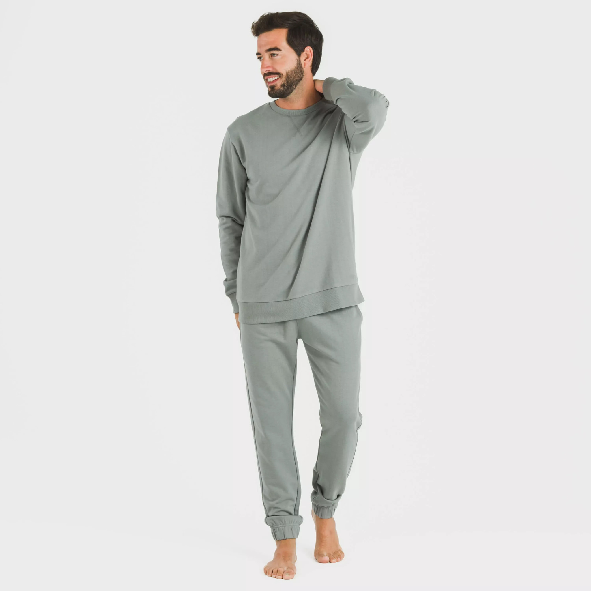 Pantalón largo básico deportivo gris azulado
