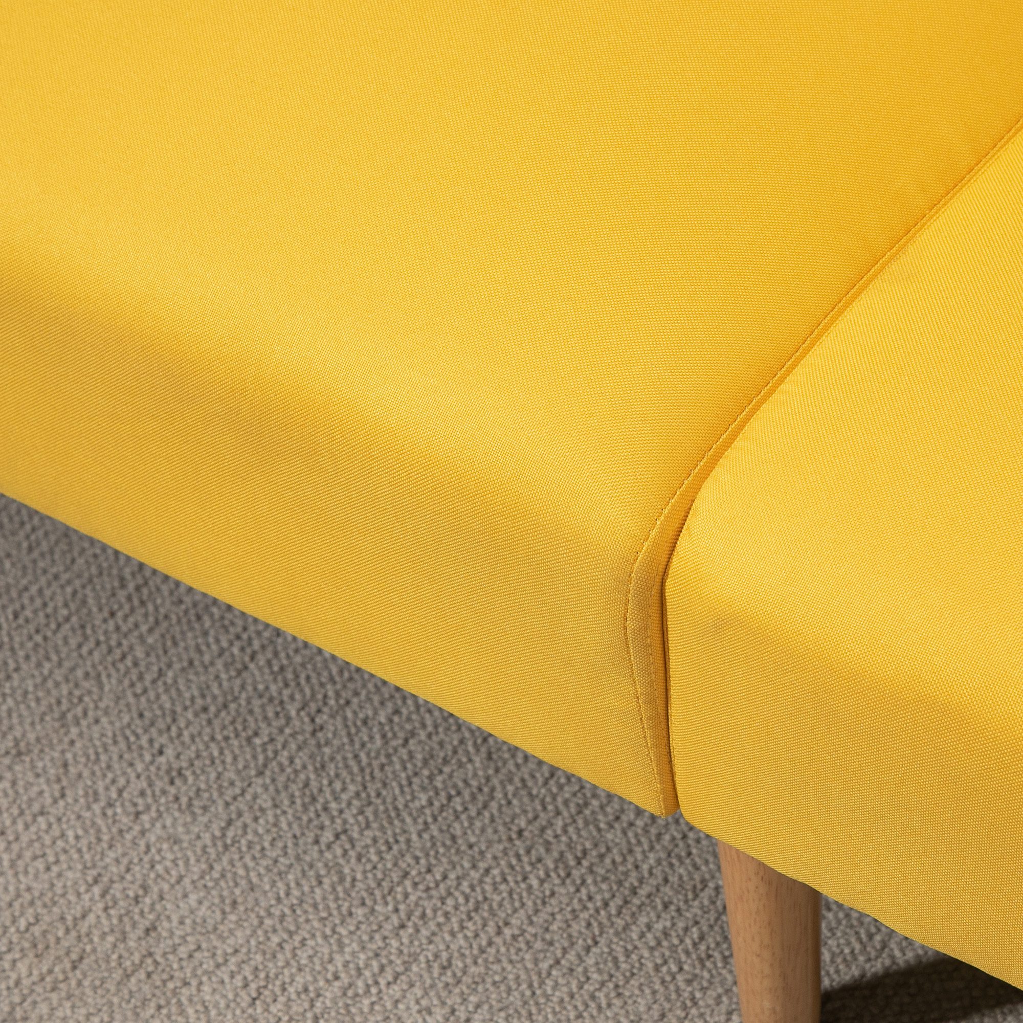 Sofá Cama de 2 Plazas Tela con Respaldo Ajustable en 3 Posiciones Reposabrazos Desmontables y Patas de Madera Sofá Doble Moderno para Salón Oficina 173x75x73 cm Amarillo