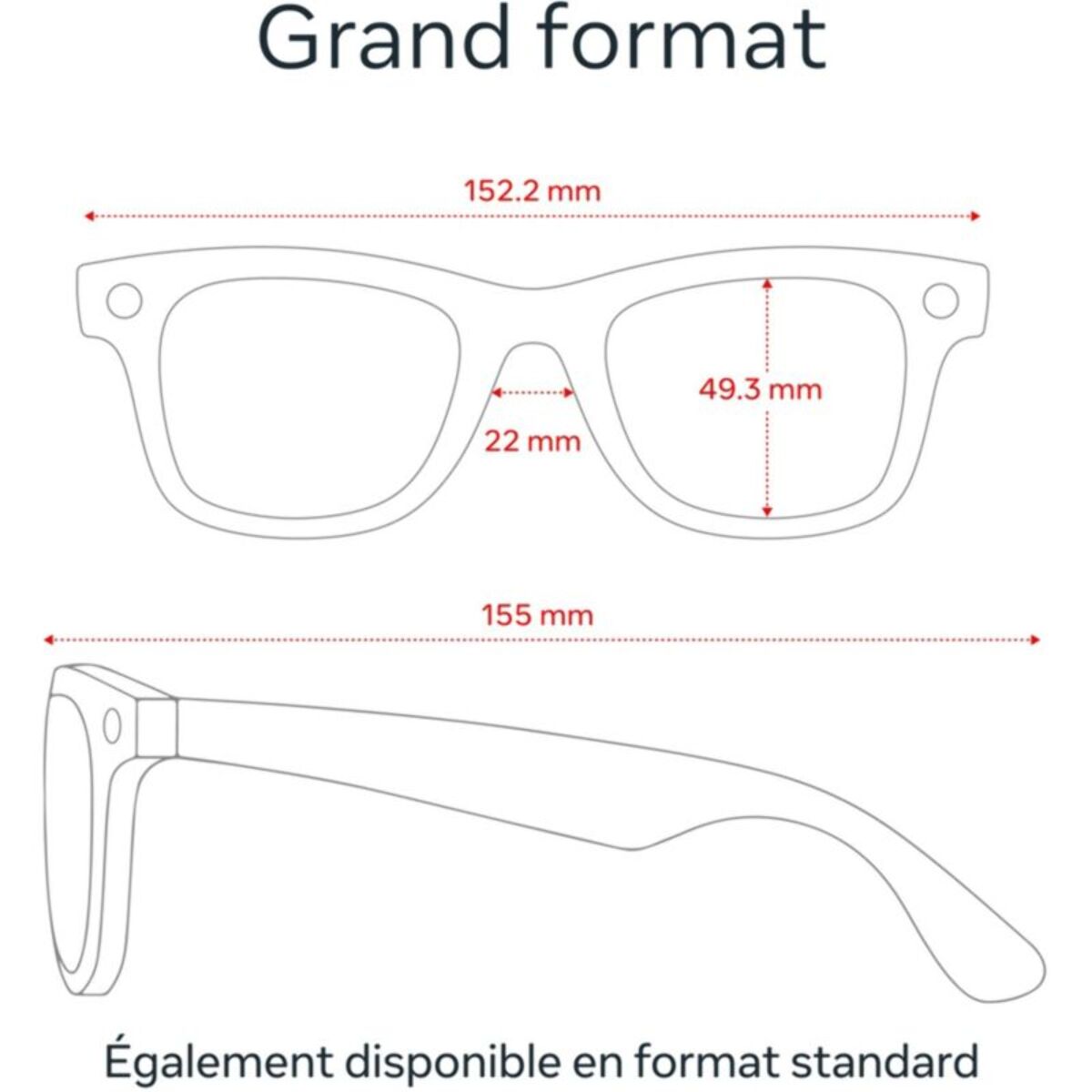 Lunettes connectées META Ray-Ban Wayfarer (grande), Noir Mat, Dégradé Graphite Polarisé