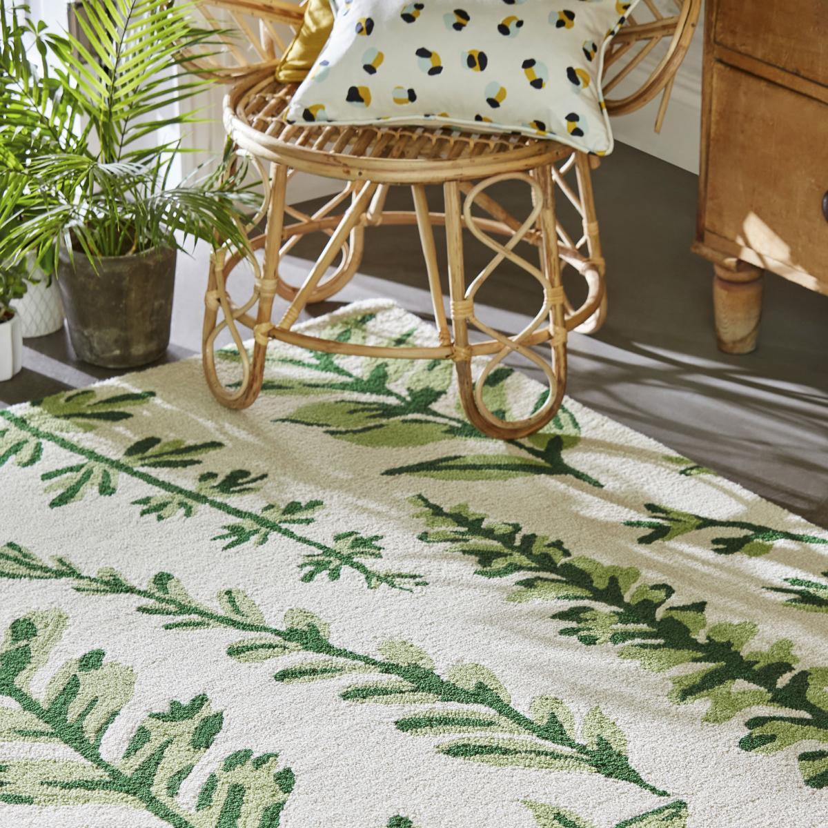 Tapis salon et chambre fait à la main en laine motif floral CEBI