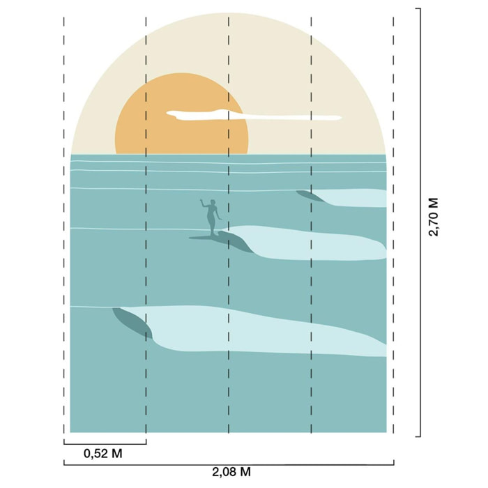 Papier peint surf au coucher du soleil Intissé