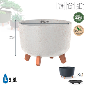 Macetero color blanco roto,sin depósito , colección gracia de 23,5 x 23,5 x 18,7 cm, capacidad de 5,1 l.