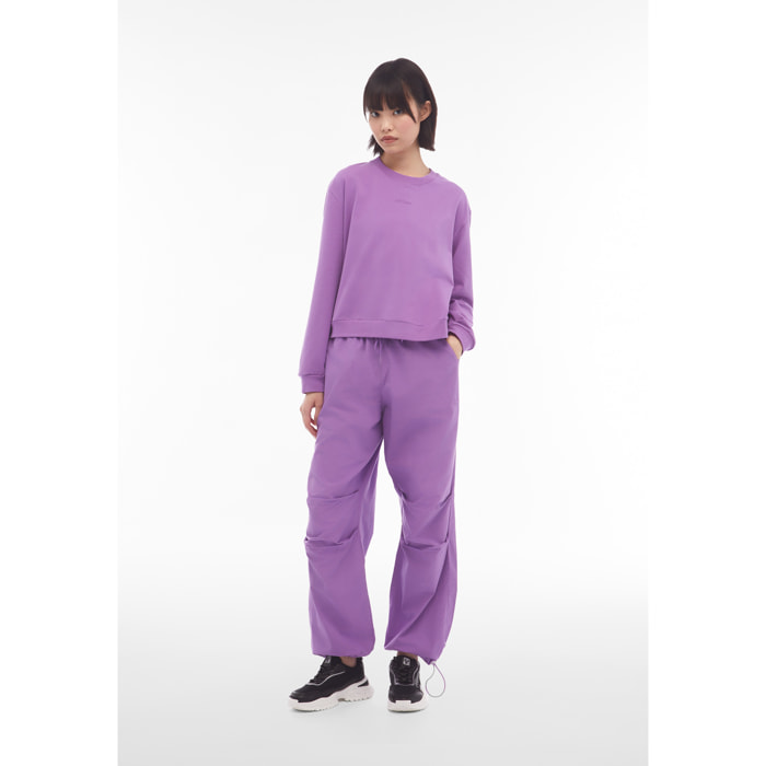 Pantaloni parachute pants in popeline con coulisse sul fondo