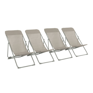 Lot de 4 chaises pliantes LIVORNO en acier / textilene. kaki. 83 x 88 x 95 cm