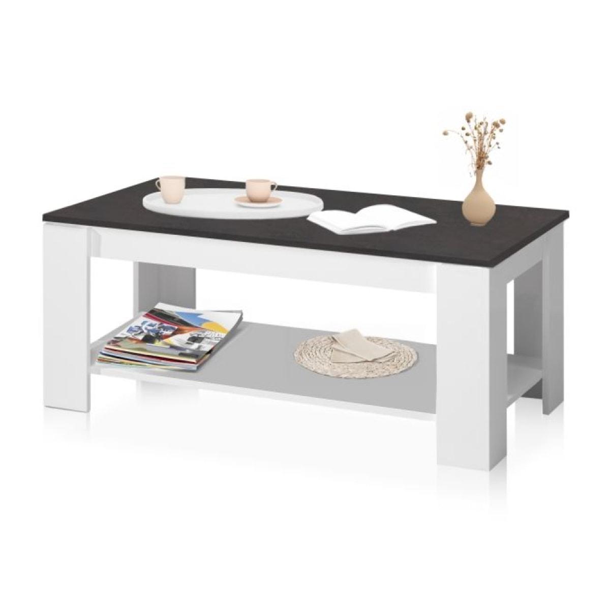 Mesa de centro elevable Lya Blanco Artik (Blanco Mate) - Óxido