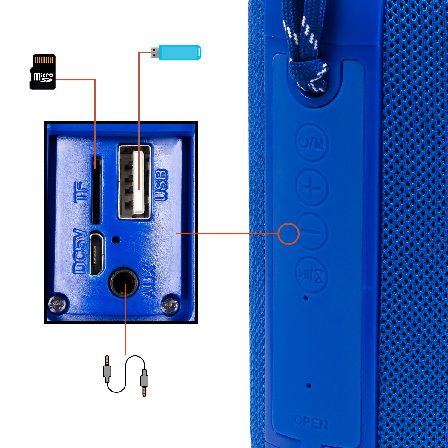 Altavoz A117 Bluetooth portátil. Lector USB, micro SD, radio FM y manos libres. Entrada auxiliar jack 3,5mm.