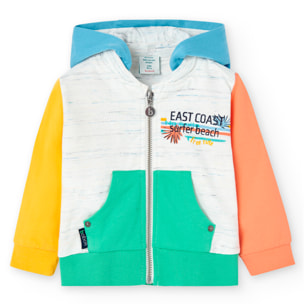 Chaqueta multicolor con cremallera y capucha