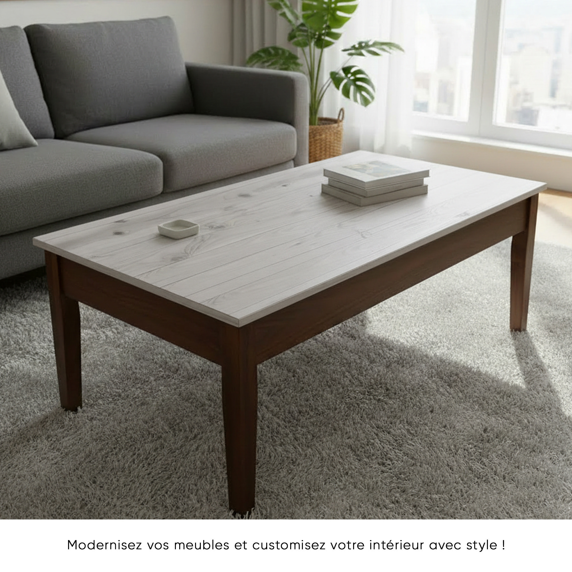 Rouleau adhésif bois blanc-gris au mètre - Autocollants Revêtement Adhésif Cuisine Meubles Salle de bain