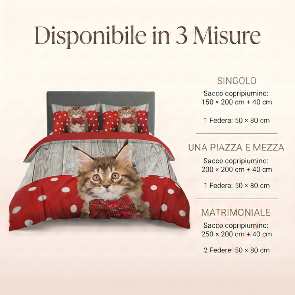 Parure Copripiumino in 100% Cotone con Federe Coordinate, Morbida e Traspirante, Certificata OEKO-TEX, Fantasie Moderne per Camera da Letto