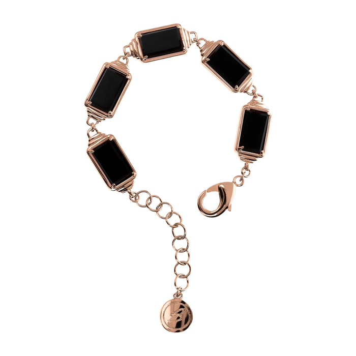 Bracciale con Pietra Naturale Rettangolare Quarzo Rosa