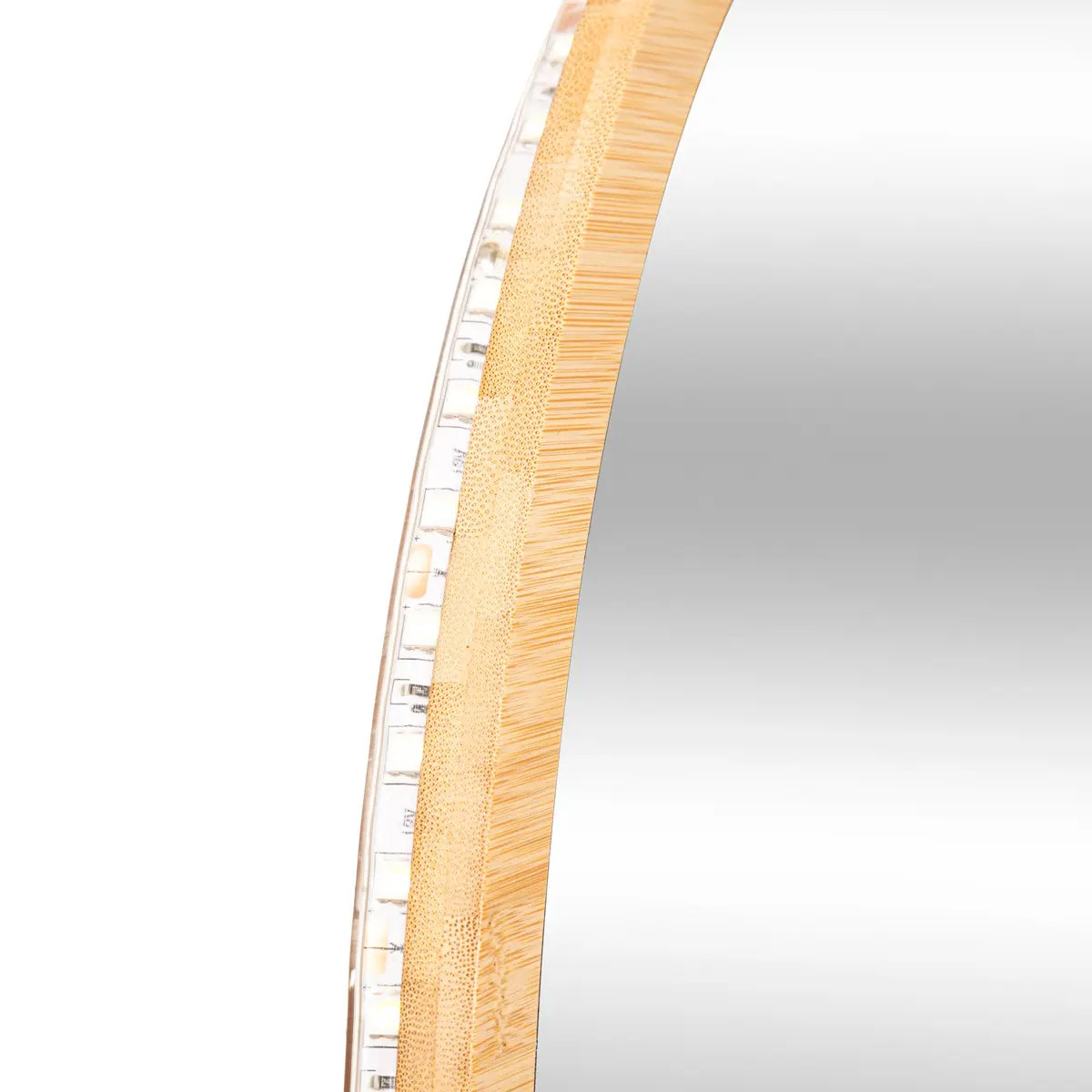 Miroir rond à led 57cm bambou