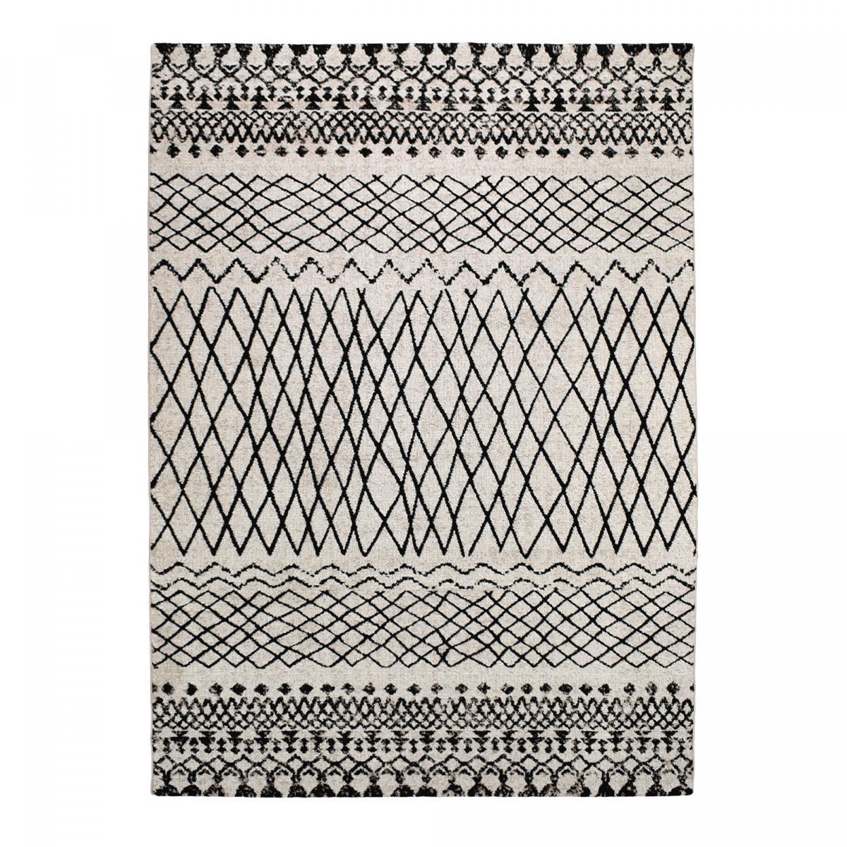 tapis salon 120x170 tissé beige rectangle motif berbère MO 83