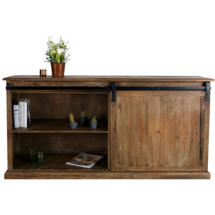 Buffet en bois recyclé, 6 tiroirs et 1 porte coulissante - Sari