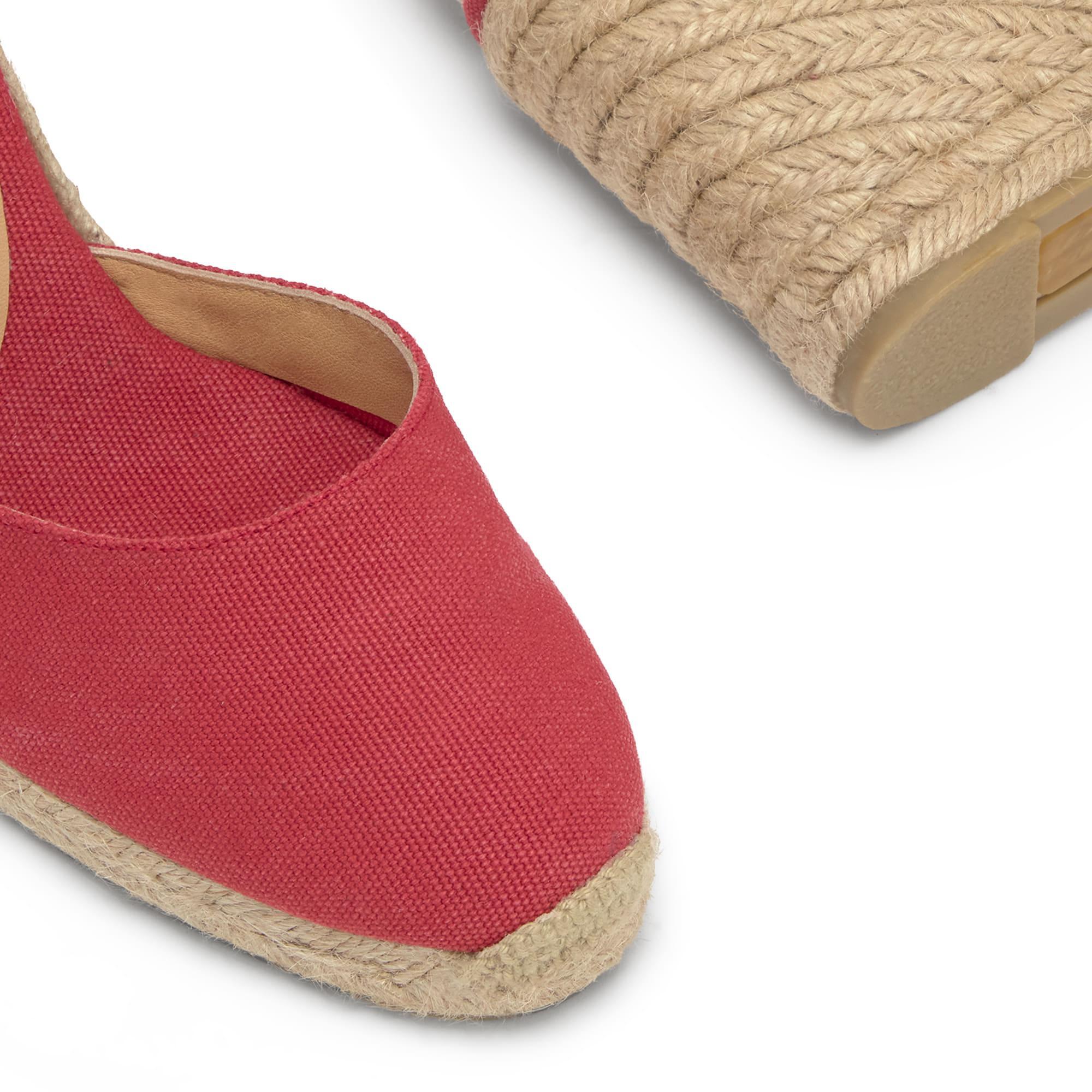 Alpargatas de cuña de mujer Carina en algodón orgánico acabado lavado, cierre mediante lazada