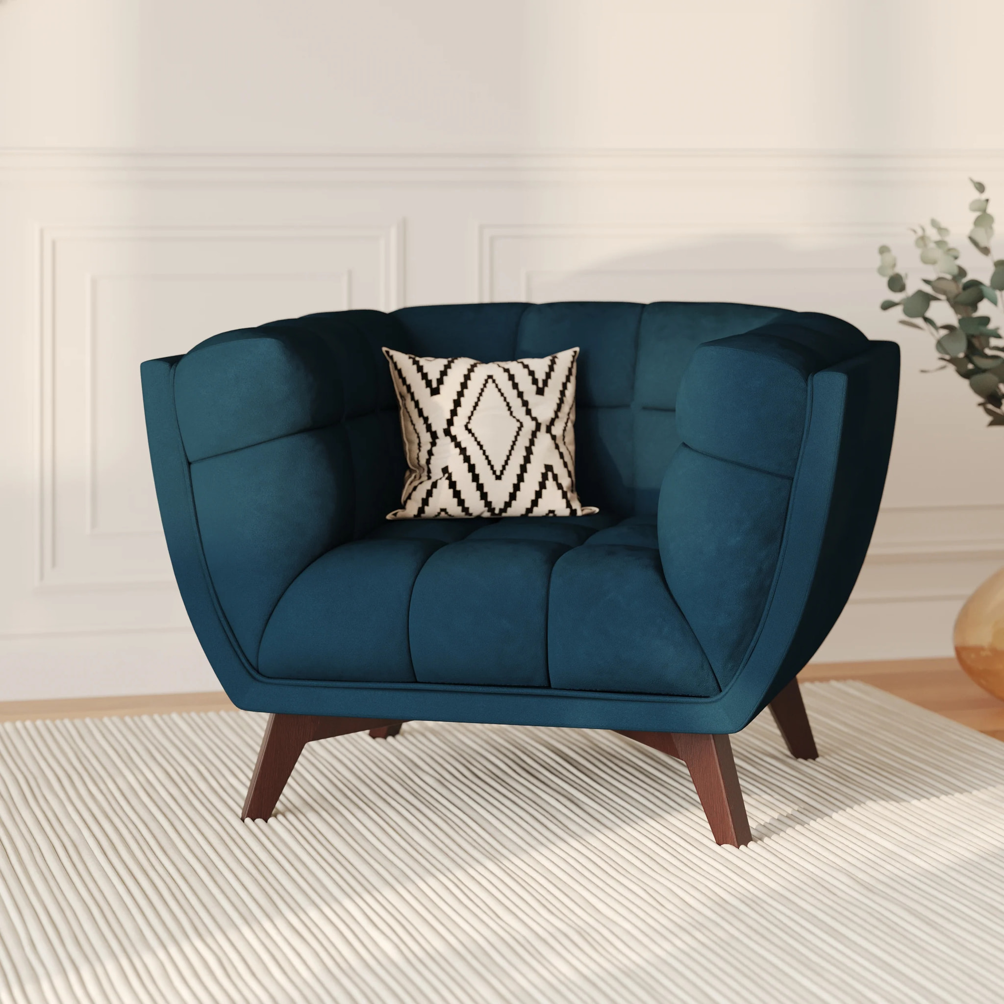 Fauteuil en velours bleu foncé - Mona