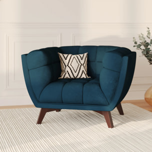 Fauteuil en velours bleu foncé - Mona