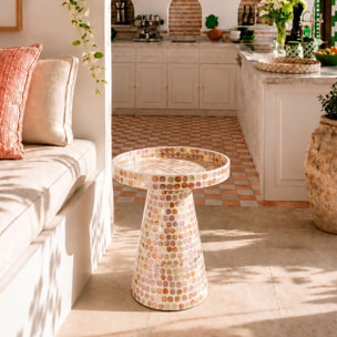 Table d'appoint en coquille de capiz rose ELORA