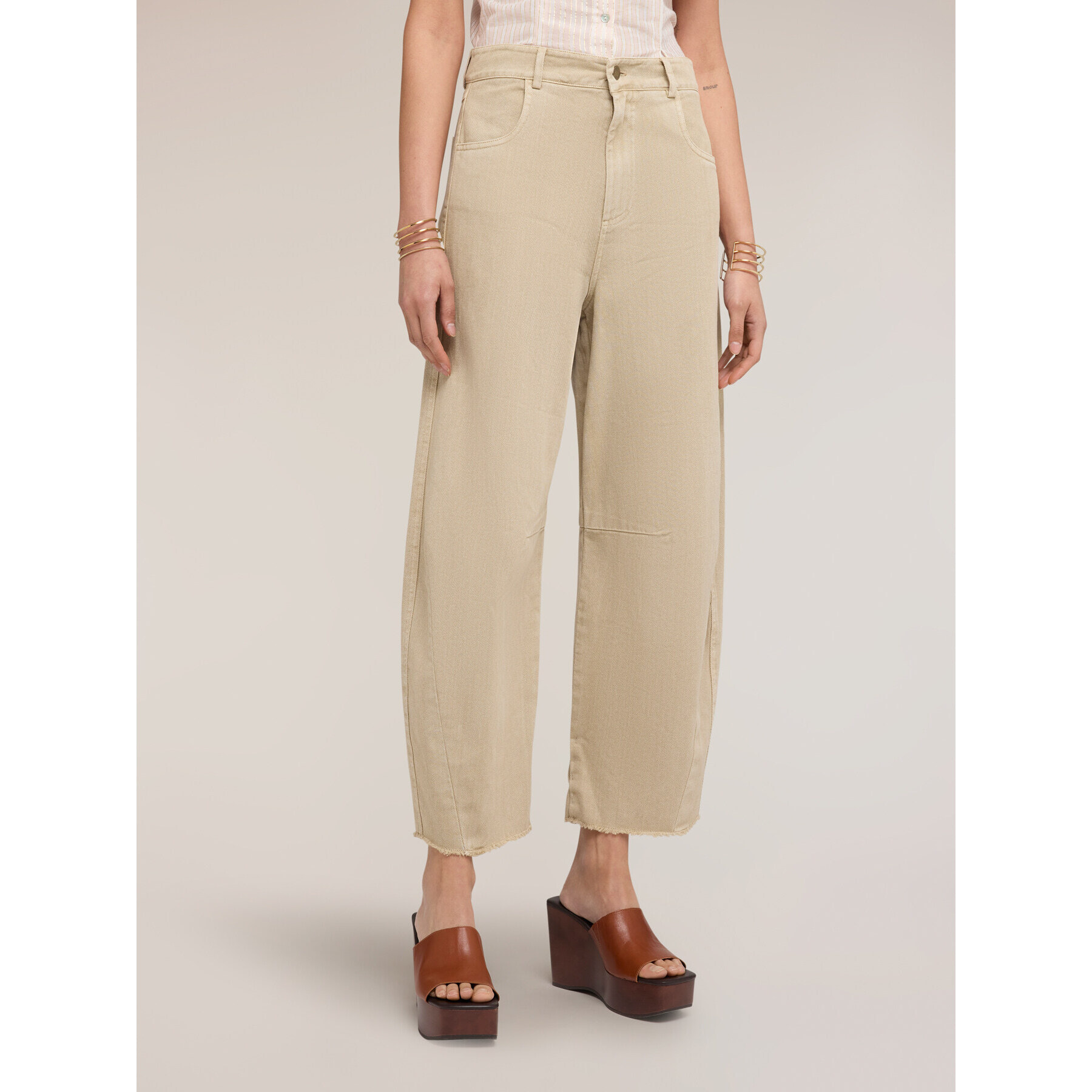 Motivi - Pantalones balloon en drill de algodón - Beige