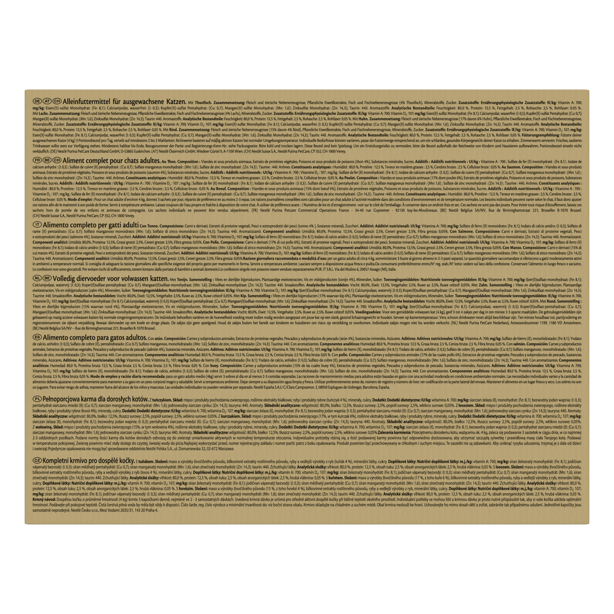 GOURMET PERLE Les Filettines en Sauce, Aliment humide pour chat adulte au Bœuf, au Poulet, au Saumon, au Thon, sachet de 85 g