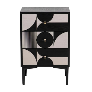 Mesita De Noche 3 Cajones Mdf Metal 46x35x70 Cm