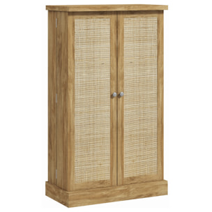 Armoire de cuisine rangement épices 2 portes 4 étagères 12 porte-épices dim. 60 x 30 x 104 cm rotin effet bois