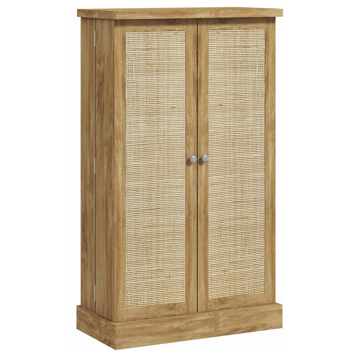 Armoire de cuisine rangement épices 2 portes 4 étagères 12 porte-épices dim. 60 x 30 x 104 cm rotin effet bois