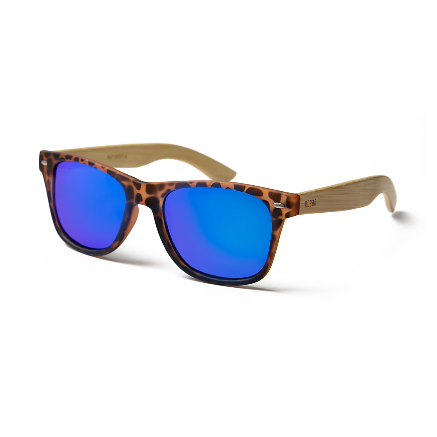 Gafas de sol OCEAN BEACH WOOD - Patilla de bambú con montura care / Revo azul