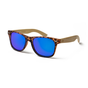 Gafas de sol OCEAN BEACH WOOD - Patilla de bambú con montura care / Revo azul