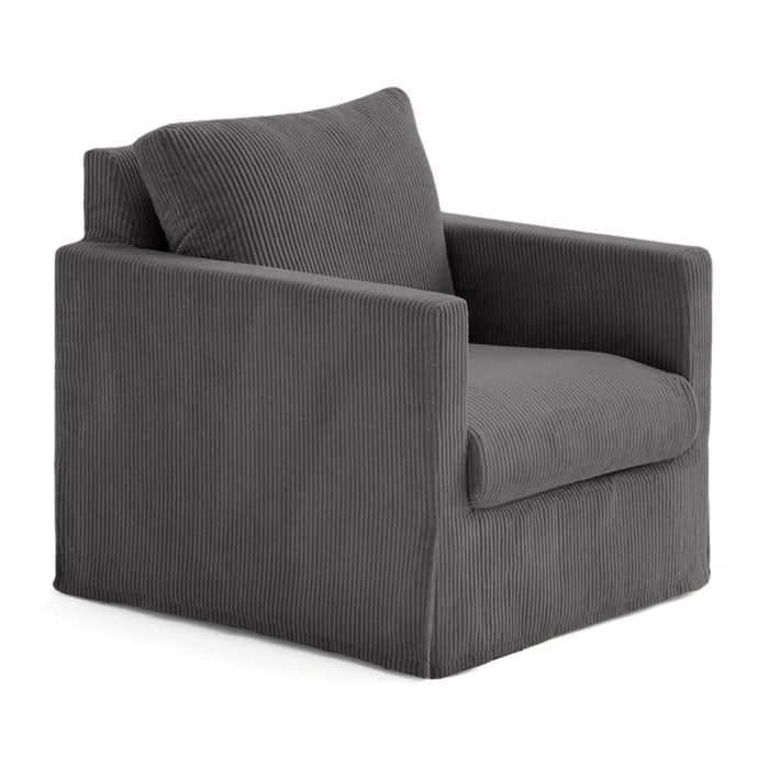 Serena - fauteuil déhoussable en velours côtelé - Gris